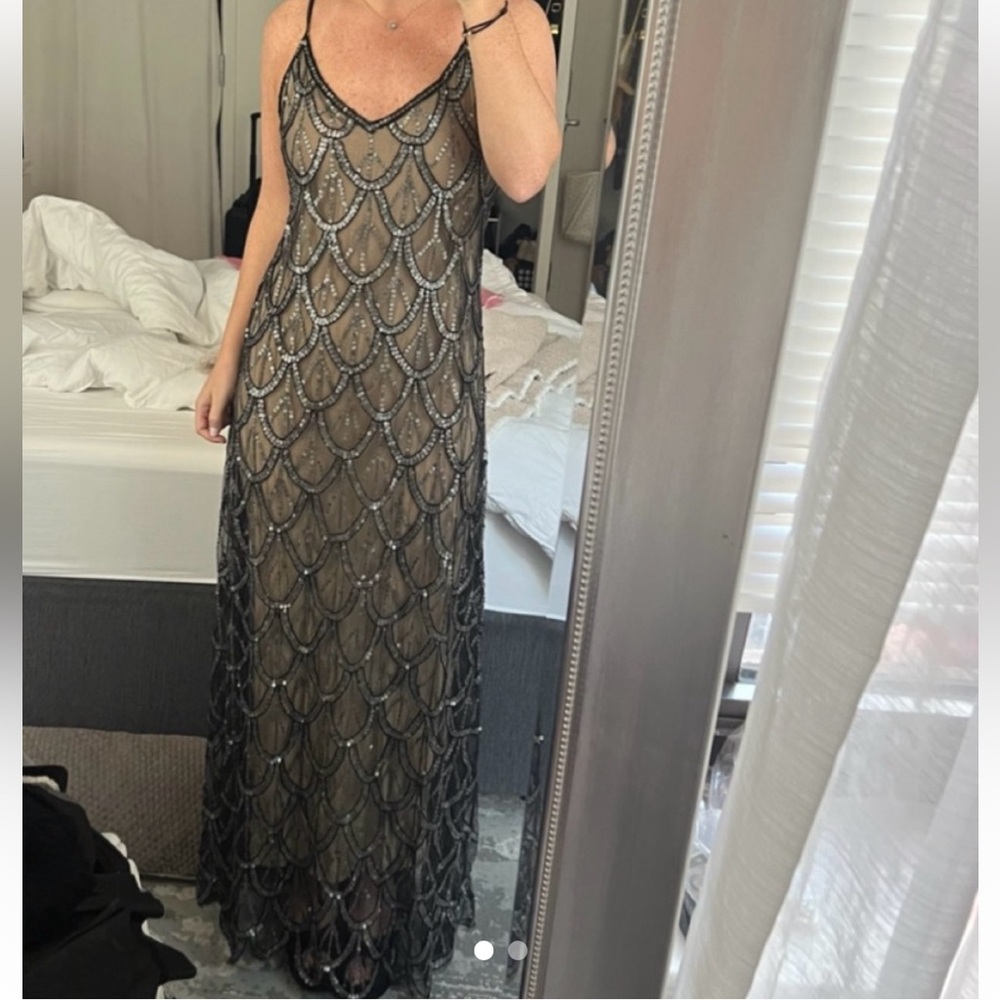 LoveShackFancy Black and Silver Maxi Skirt